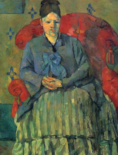 Portret van Mme Cézanne in rode leunstoel door Paul Cézanne